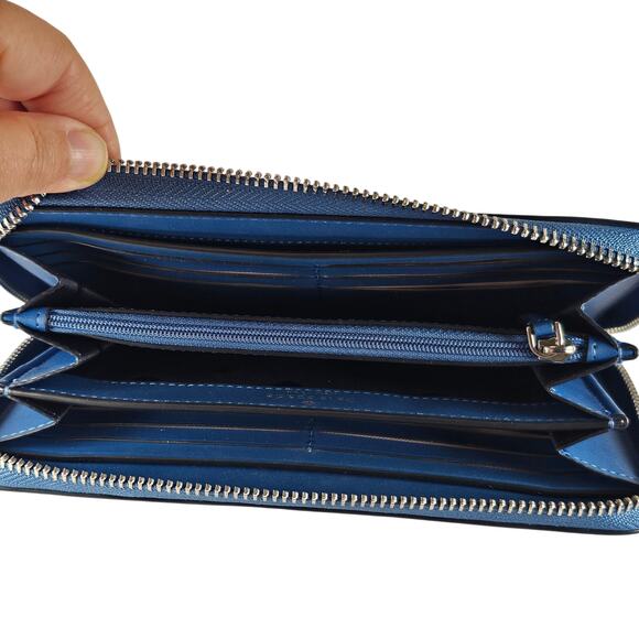 Kate Spade Arctic Friends Continental Wallet Penguin Blue Zip Around Blue Clutch - Picture 10 of 16